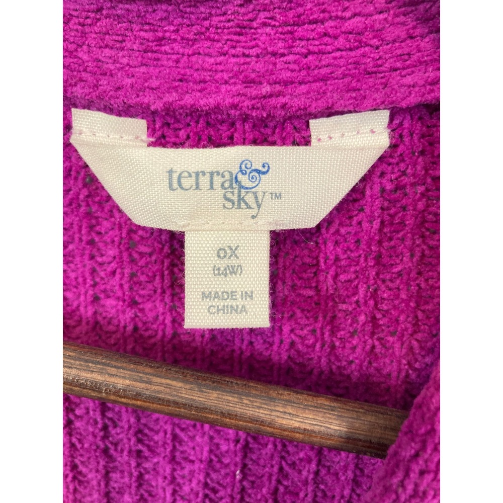 Terra Sky Women's Open Front Knit Cardigan Magenta 0X‎ 14W - Picture 3 of 9